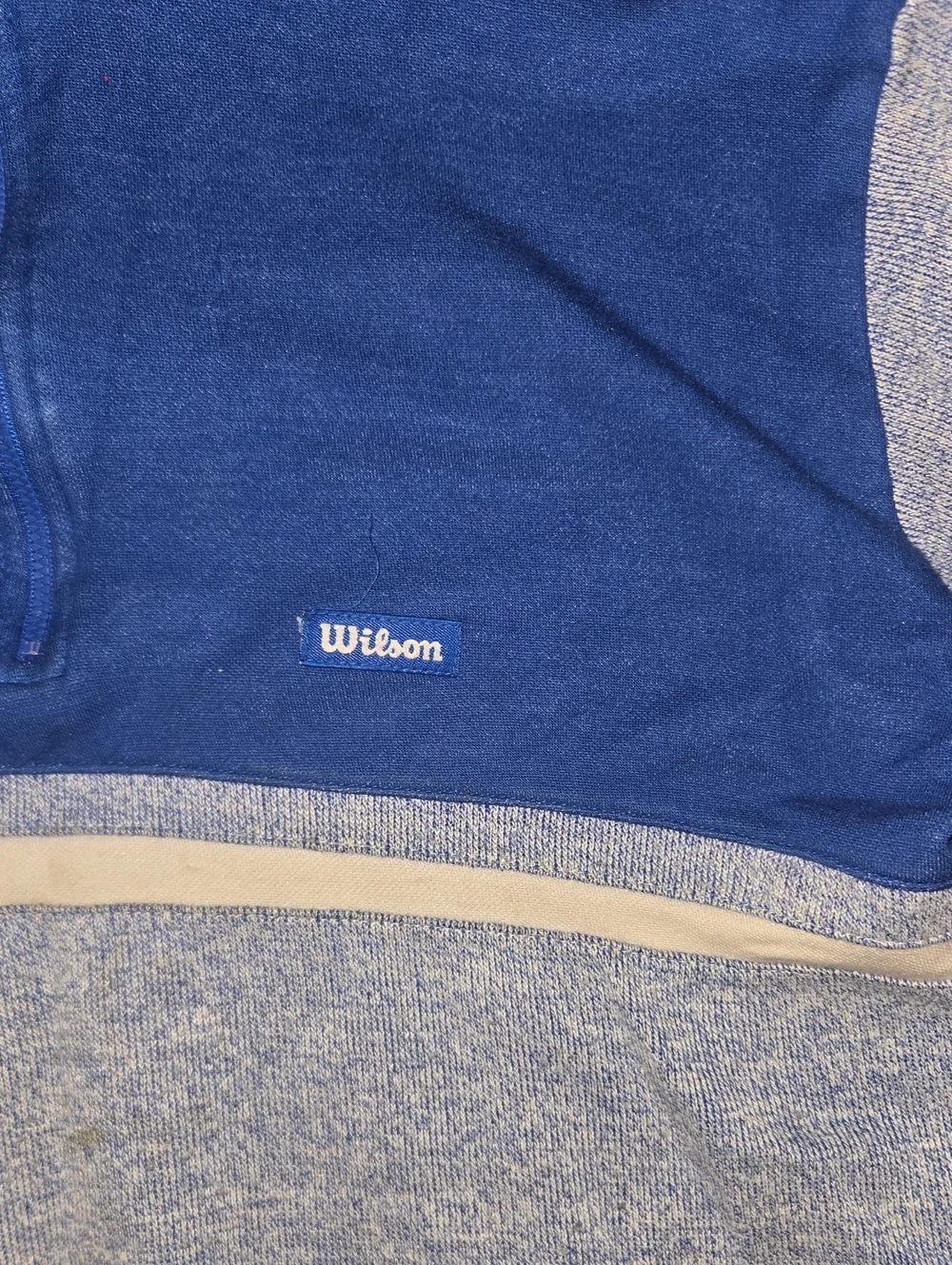 Vintage Wilson Blue & Heathered Light-Blue Quarter-Zip Sweater Size L